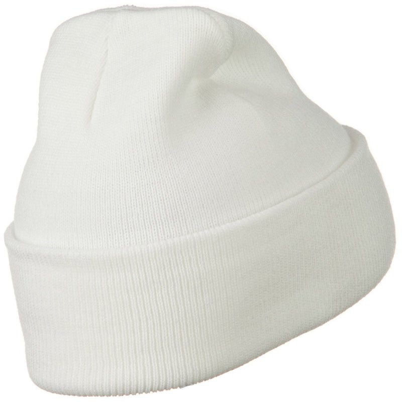 Mega Cap MG 12 Inch Long Knitted Beanie (White OSFM) - Image 3